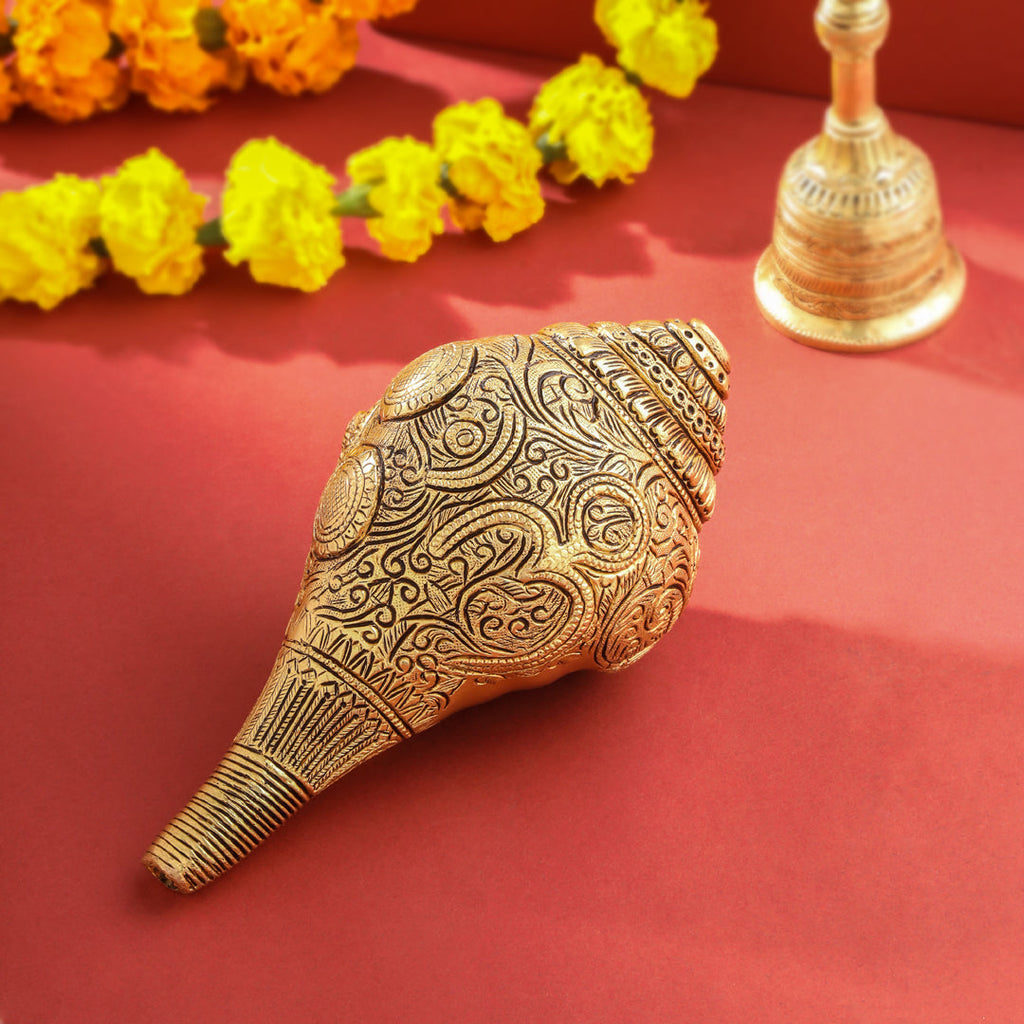 Brass Lord Ganesha Conch (4 Inch) Vedansh Craft