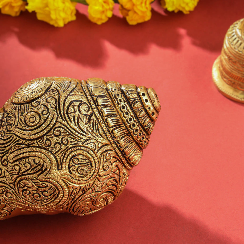 Brass Lord Ganesha Conch (4 Inch) Vedansh Craft