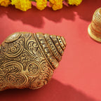 Brass Lord Ganesha Conch (4 Inch) Vedansh Craft
