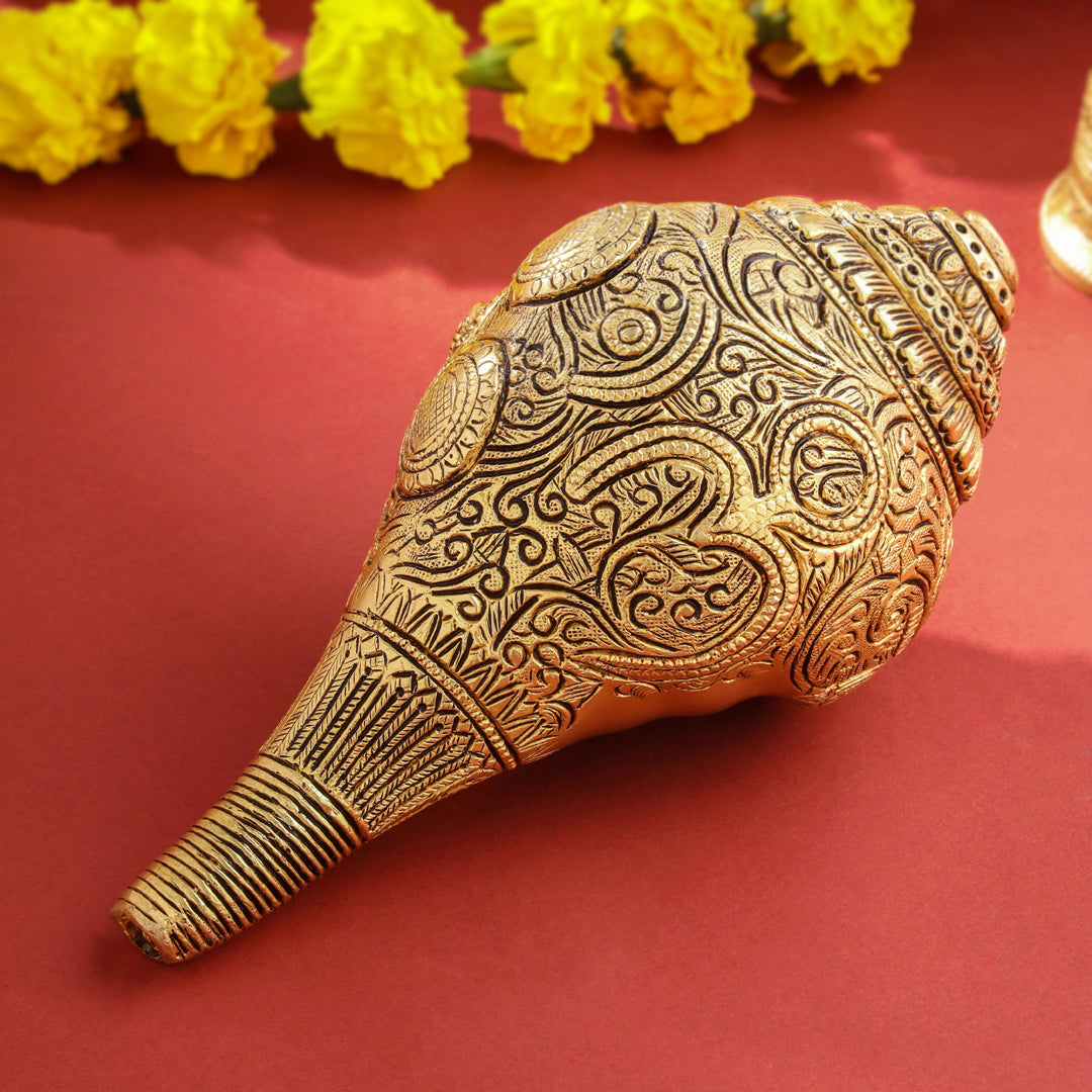 Brass Lord Ganesha Conch (4 Inch) Vedansh Craft