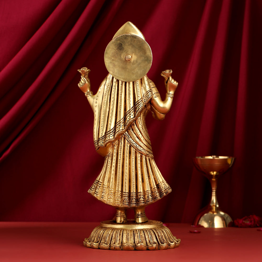 Brass Standing Goddess Lakshmi Statue (17.5 Inch) Vedansh Craft