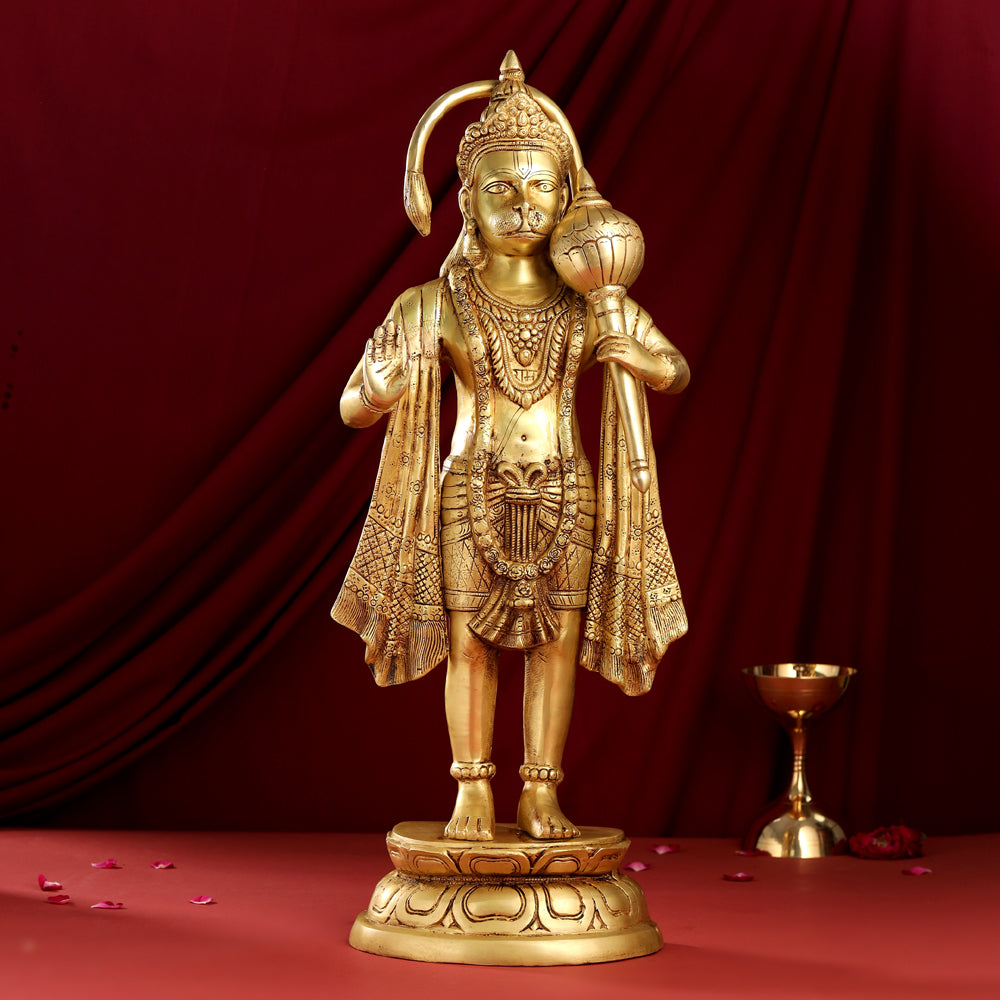 Brass Standing Hanuman Statue (27 Inch) Vedansh Craft