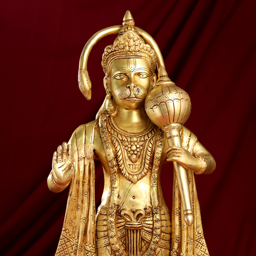 Brass Standing Hanuman Statue (27 Inch) Vedansh Craft