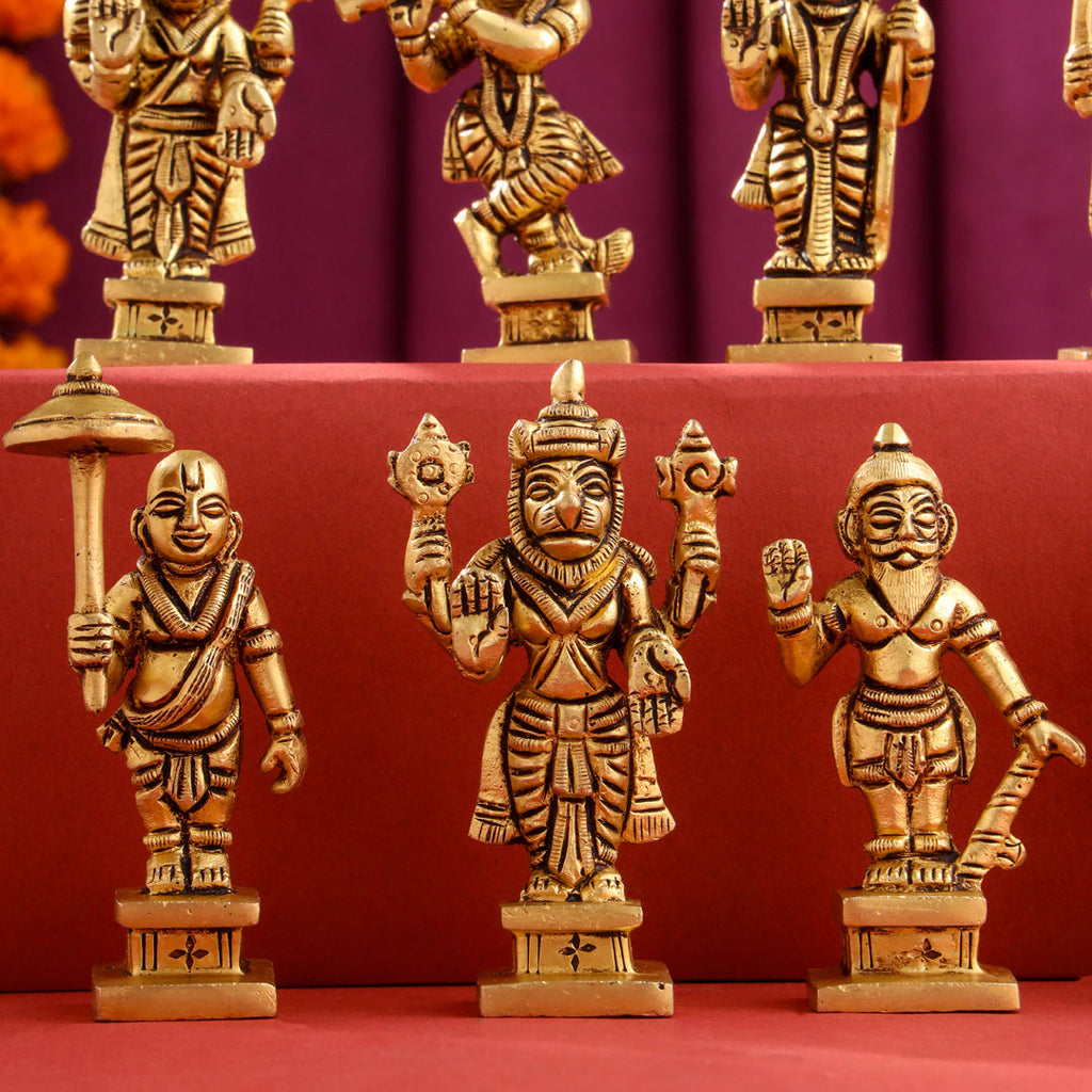 Brass Superfine Dashavatara / Vishnu Avatar Statue Set (3.5 Inch) Vedansh Craft