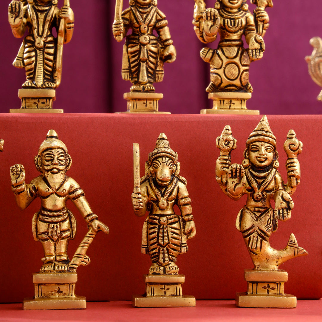 Brass Superfine Dashavatara / Vishnu Avatar Statue Set (3.5 Inch) Vedansh Craft