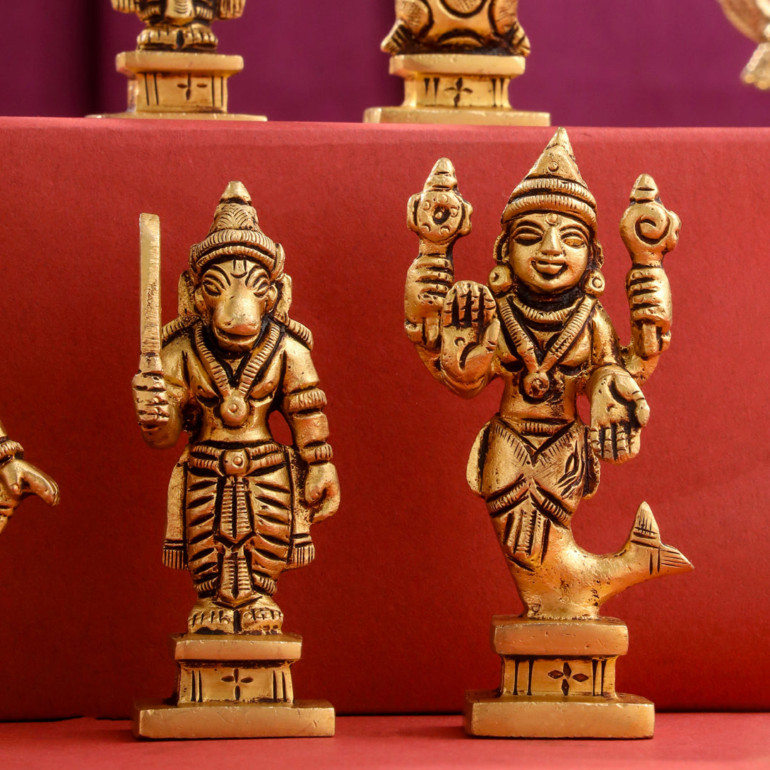 Brass Superfine Dashavatara / Vishnu Avatar Statue Set (3.5 Inch) Vedansh Craft