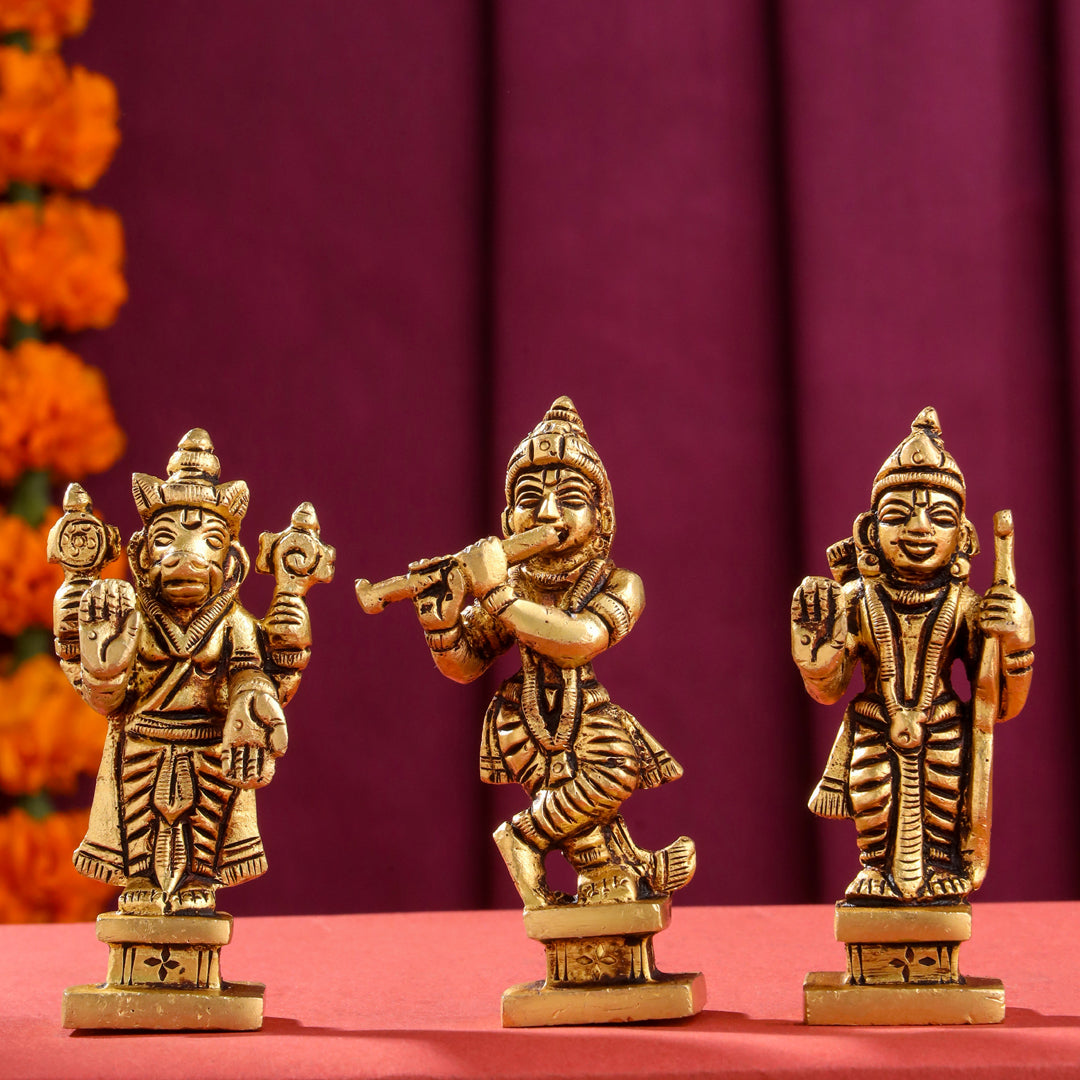 Brass Superfine Dashavatara / Vishnu Avatar Statue Set (3.5 Inch) Vedansh Craft