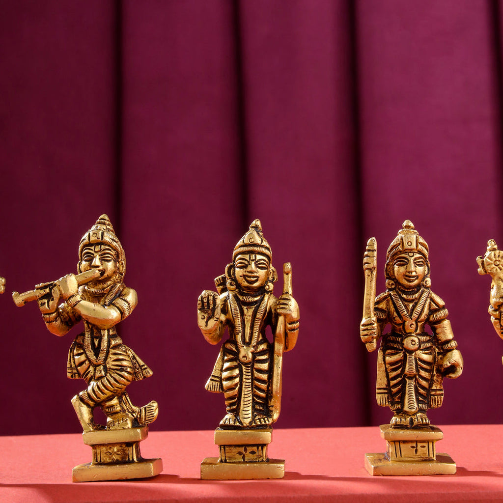 Brass Superfine Dashavatara / Vishnu Avatar Statue Set (3.5 Inch) Vedansh Craft