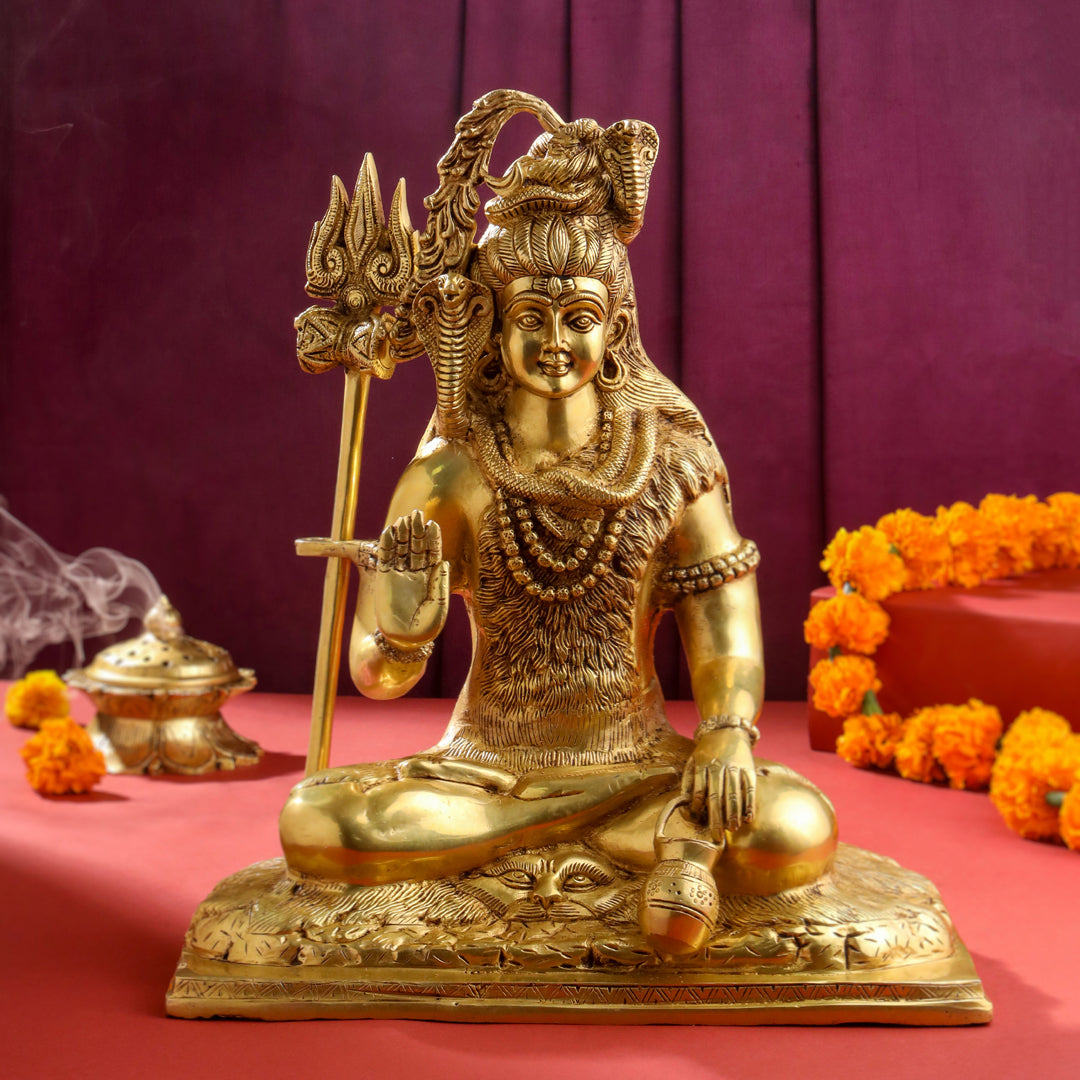 Brass Sitting Lord Shiva Statue (15 Inch) Vedansh Craft