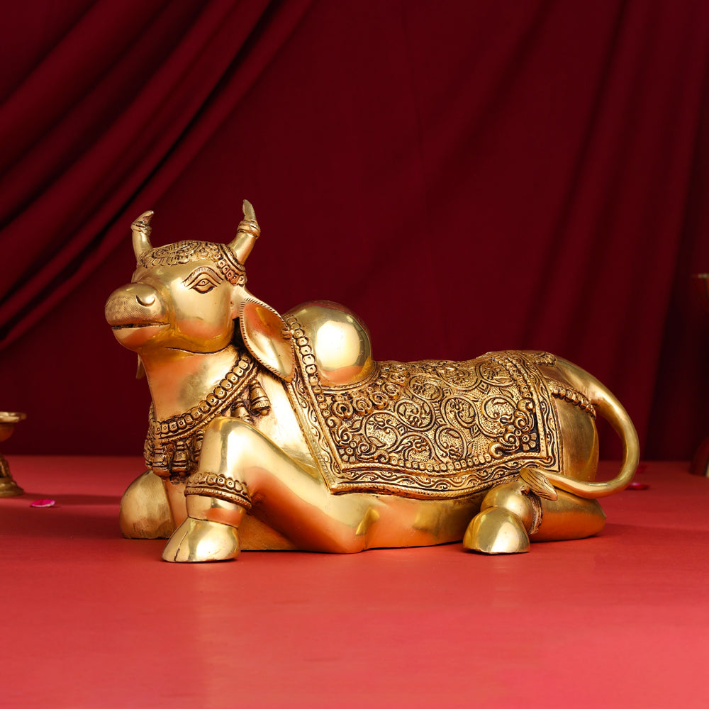 Brass Majestic Nandi Idol (9 Inch) Vedansh Craft