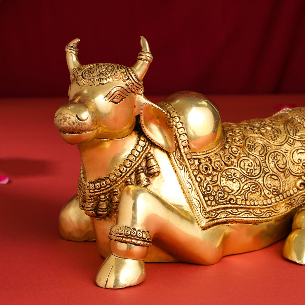 Brass Majestic Nandi Idol (9 Inch) Vedansh Craft
