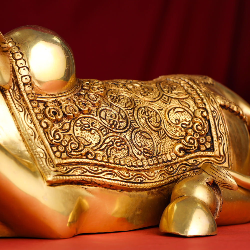 Brass Majestic Nandi Idol (9 Inch) Vedansh Craft