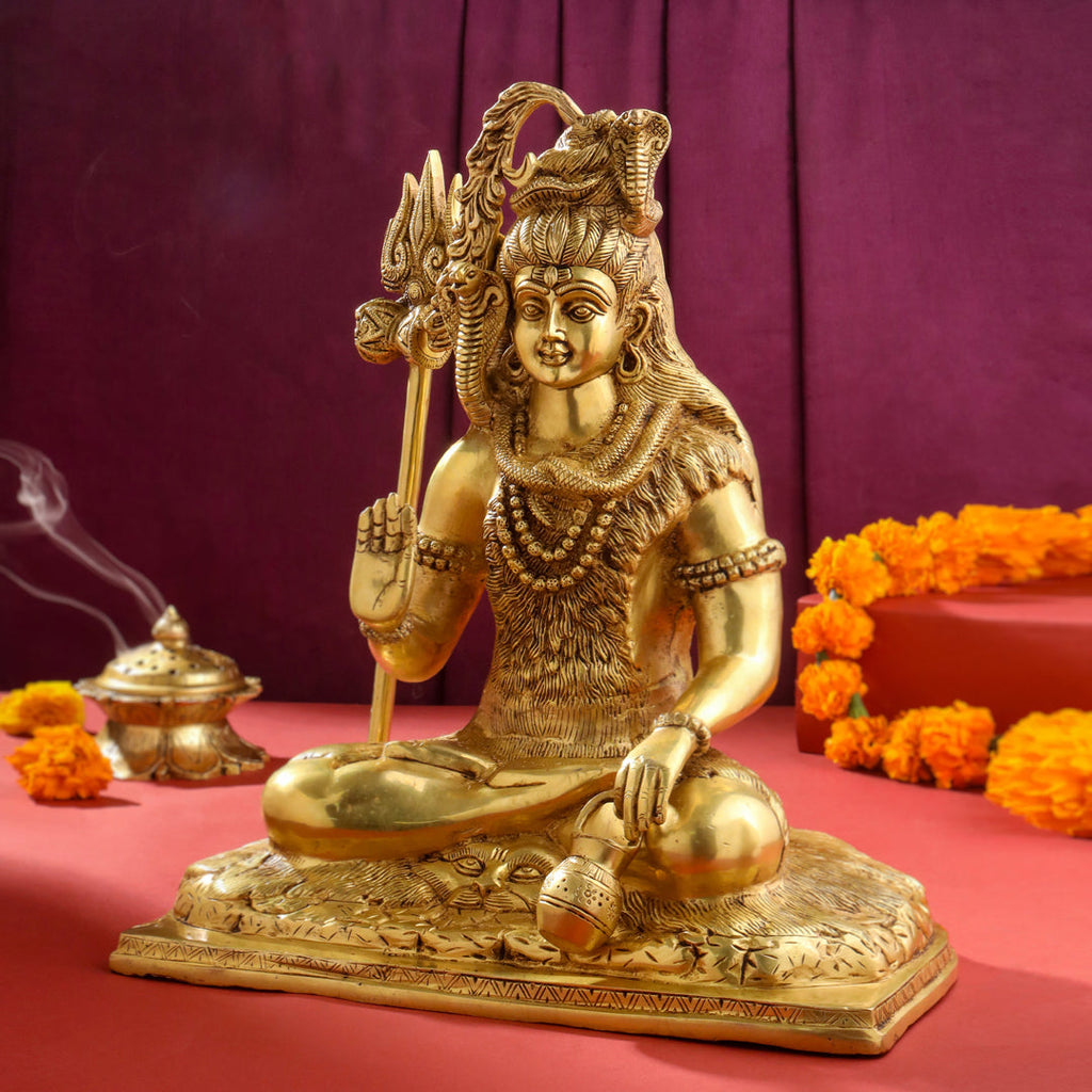 Brass Sitting Lord Shiva Statue (15 Inch) Vedansh Craft