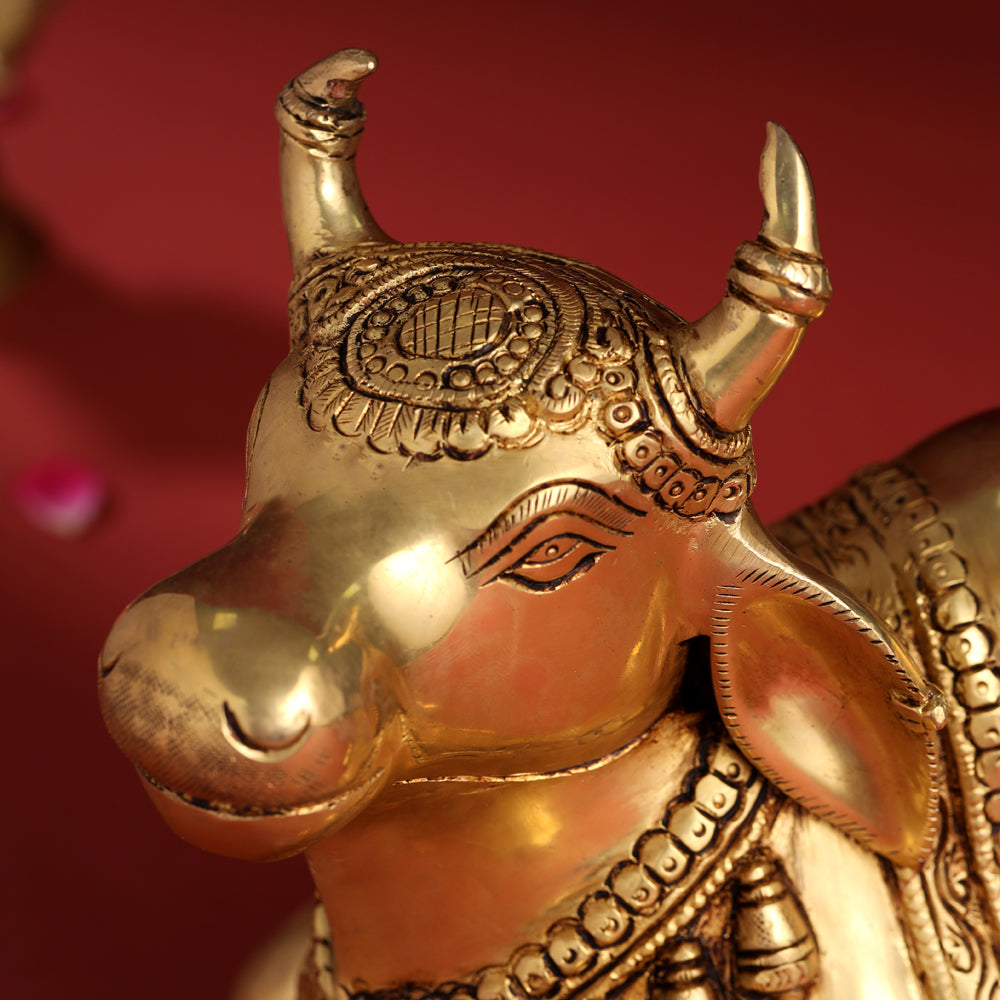 Brass Majestic Nandi Idol (9 Inch) Vedansh Craft