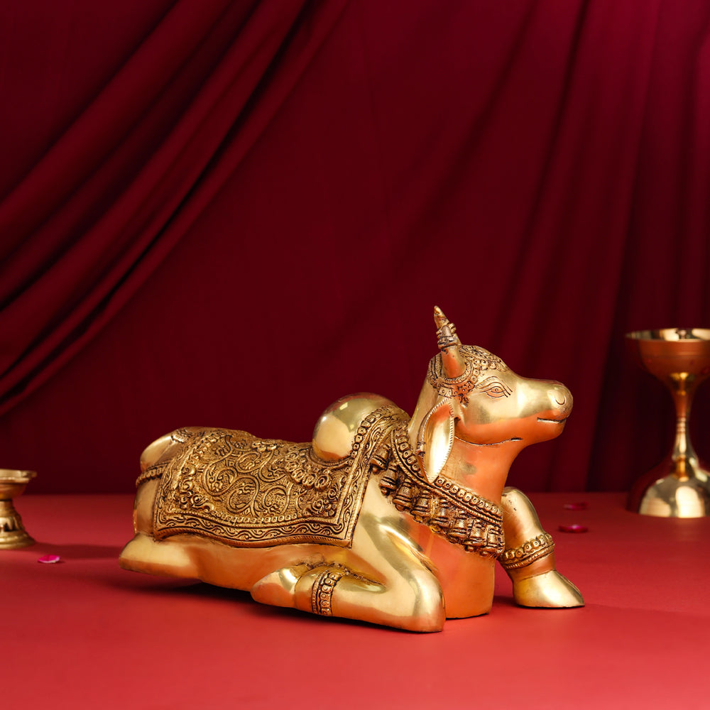 Brass Majestic Nandi Idol (9 Inch) Vedansh Craft