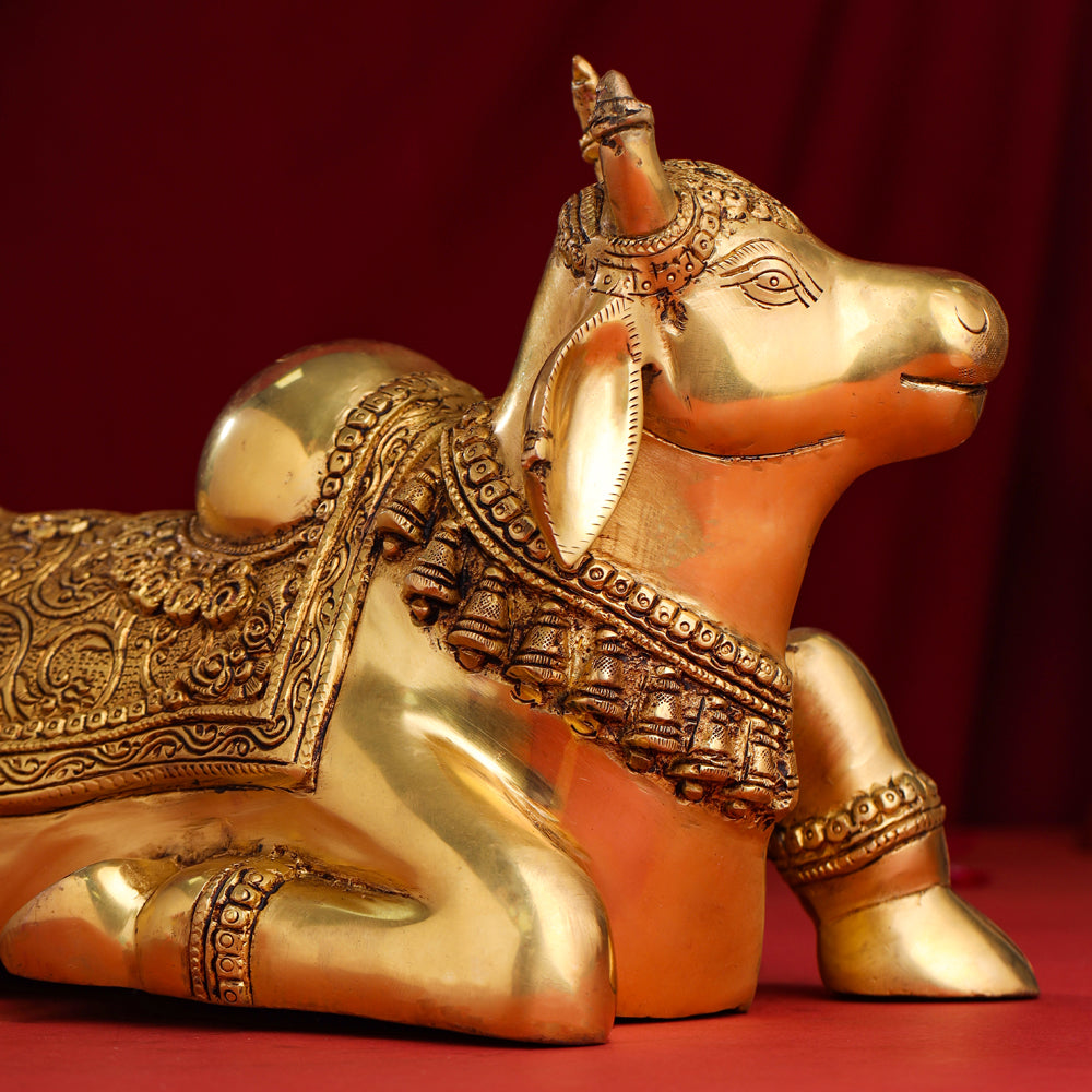 Brass Majestic Nandi Idol (9 Inch) Vedansh Craft