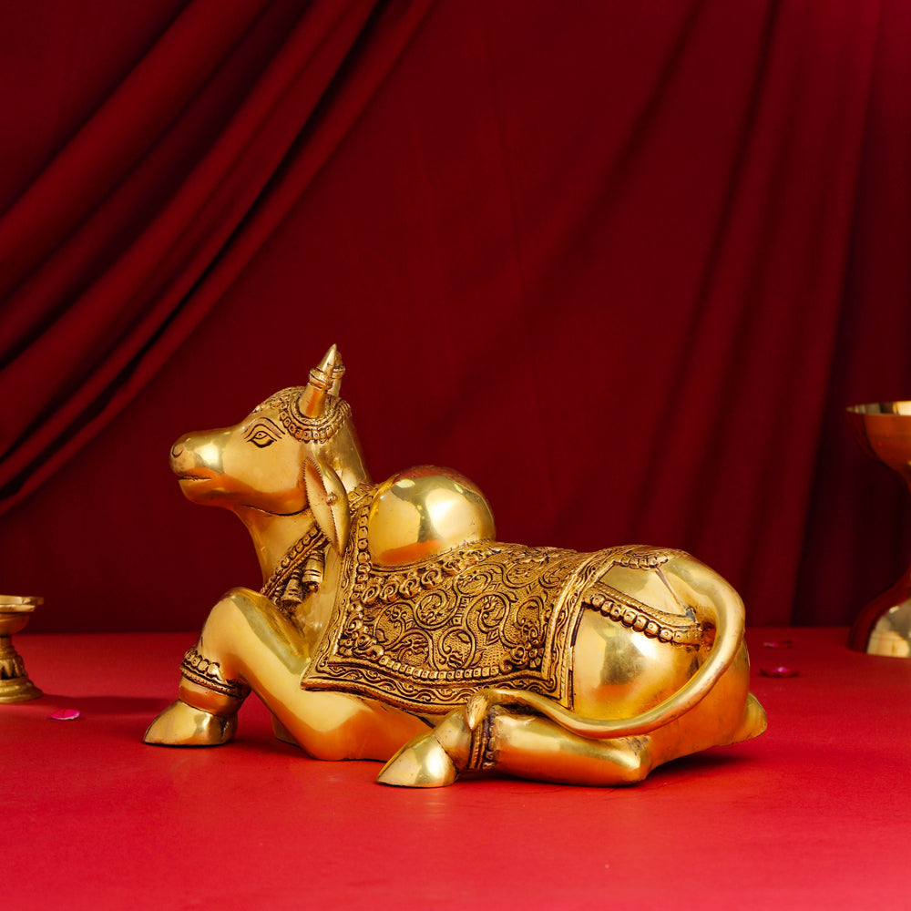 Brass Majestic Nandi Idol (9 Inch) Vedansh Craft