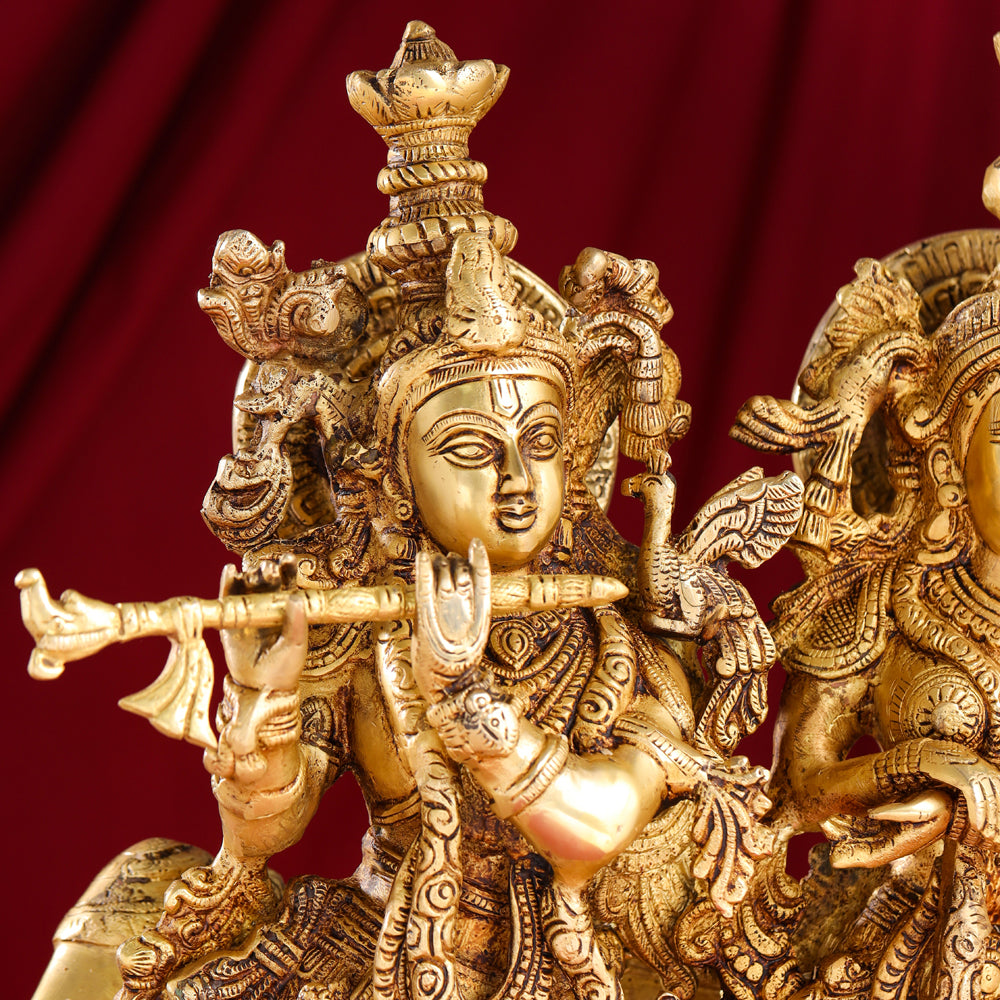 Brass Standing Radha Krishna With Cow Statue (21 Inch) Vedansh Craft