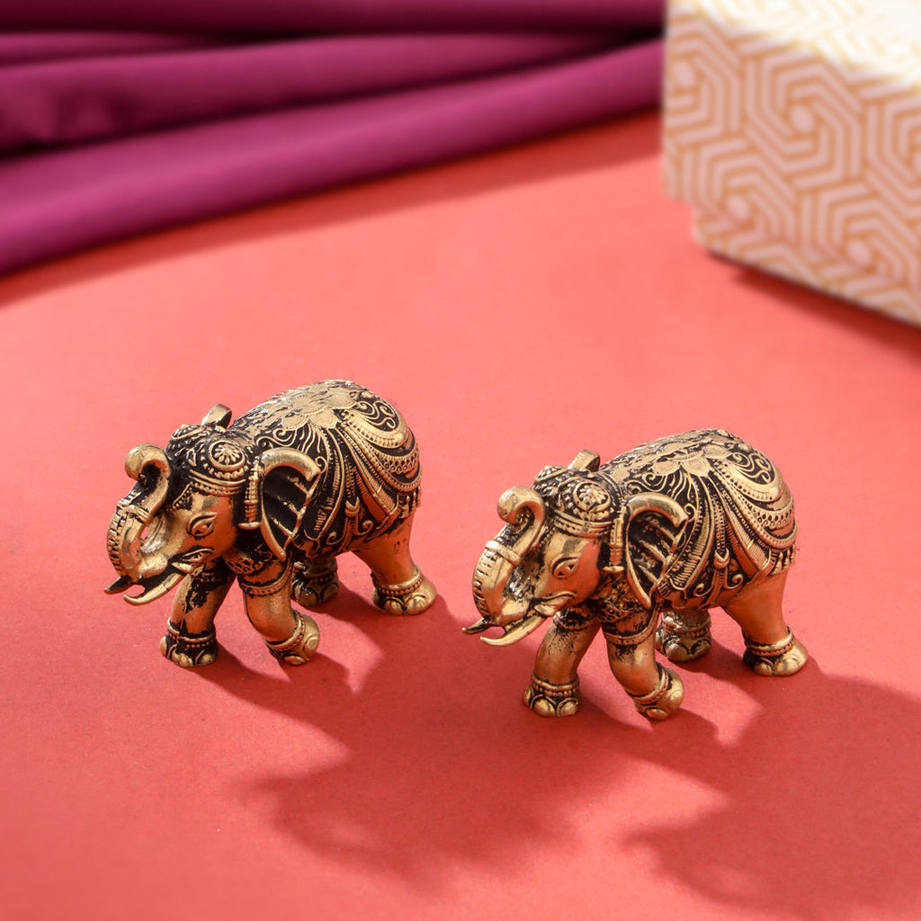 Brass Superfine Elephant pair Festive Gift Hamper Vedansh Craft