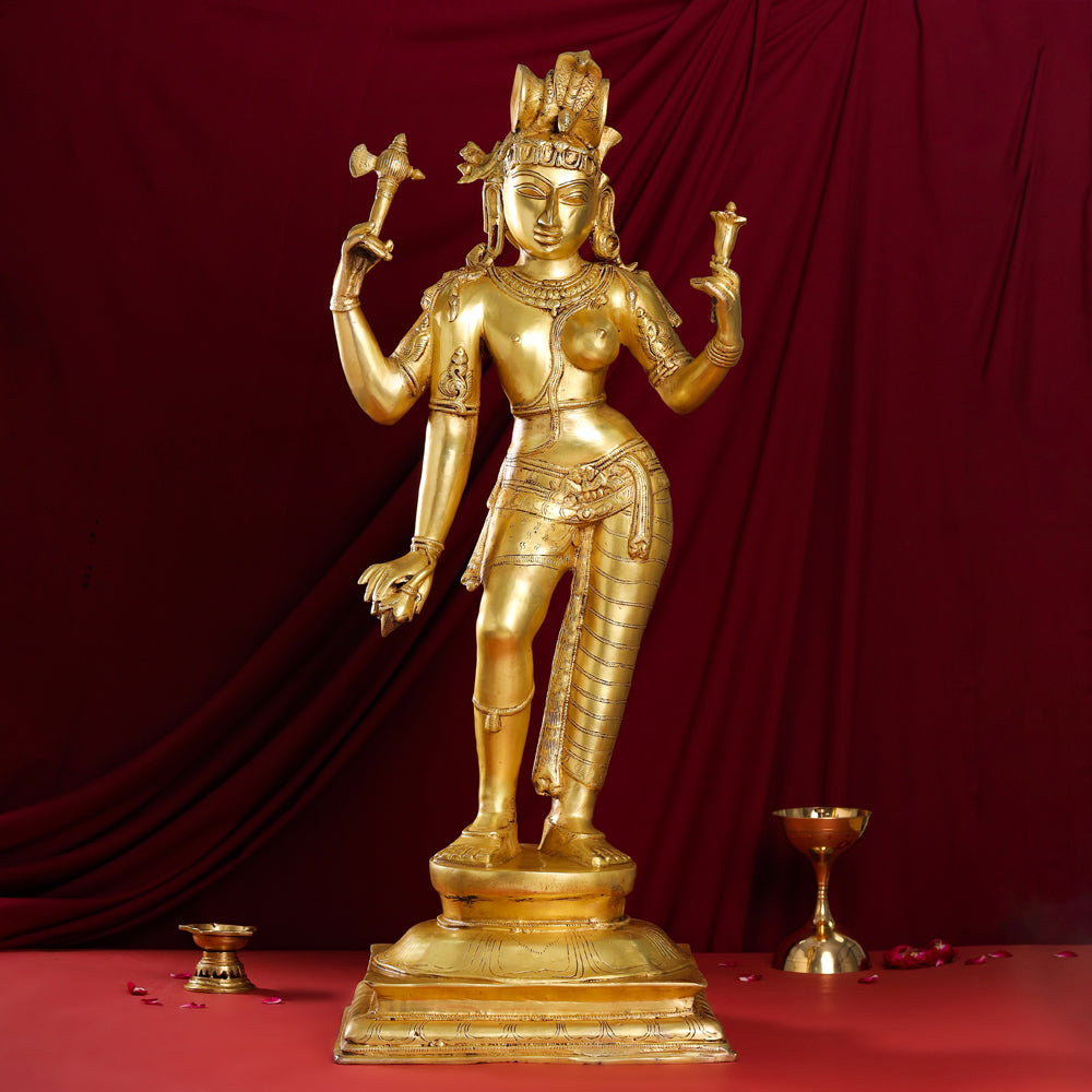 Brass Ardhanarishwara Statue (35 Inch) Vedansh Craft