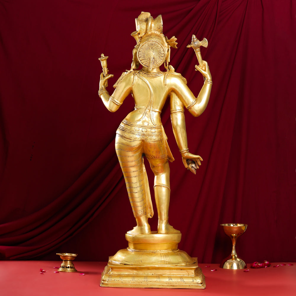 Brass Ardhanarishwara Statue (35 Inch) Vedansh Craft