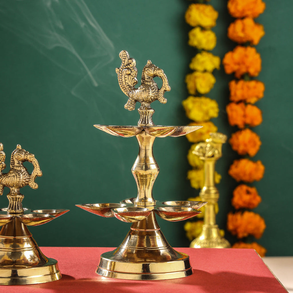 Brass Peacock Diya/Lamp Vedansh Craft