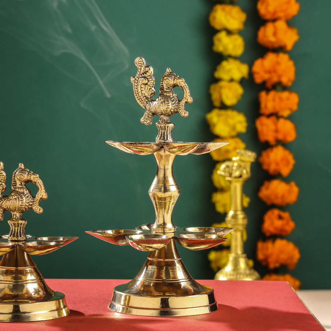 Brass Peacock Diya/Lamp Vedansh Craft