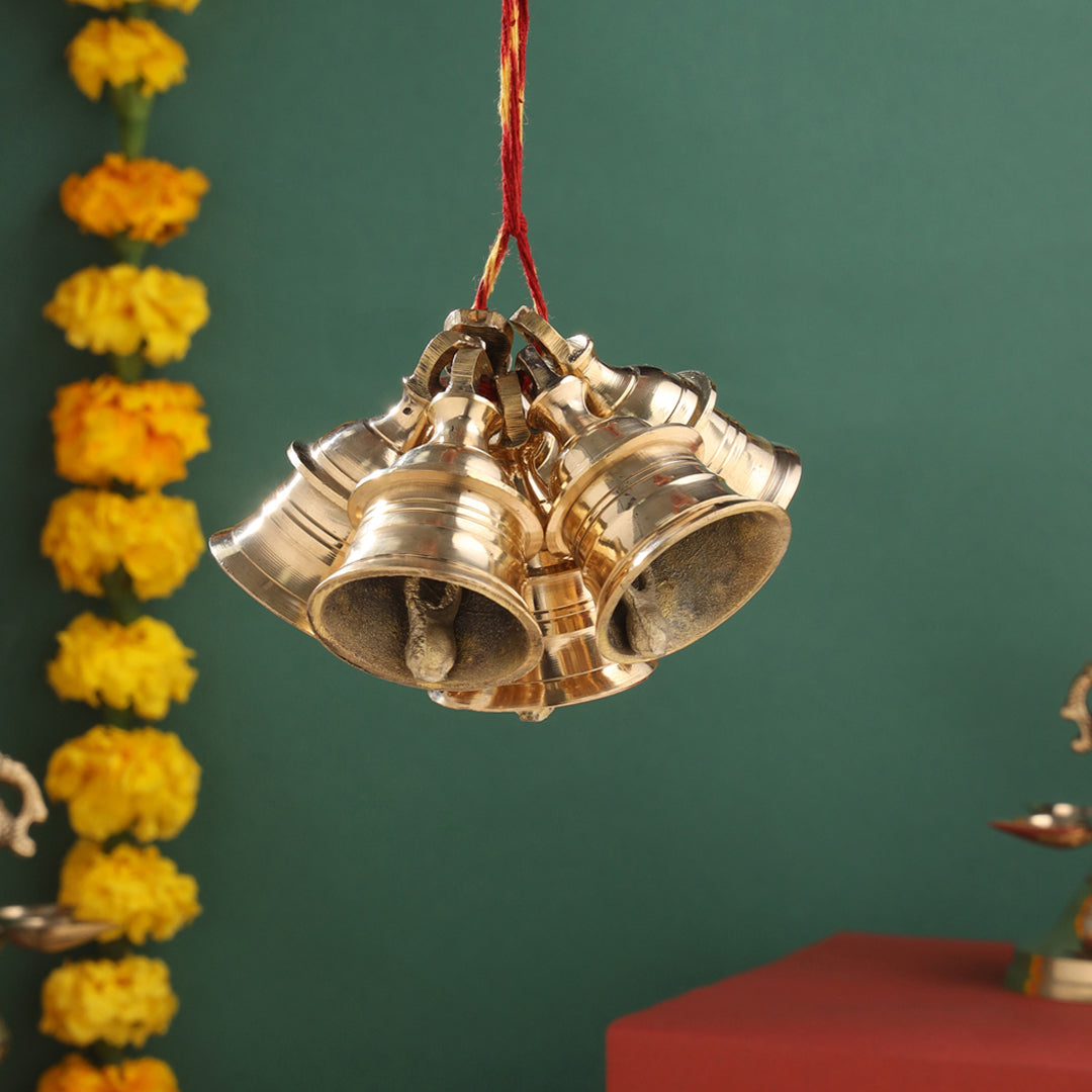 Brass Decorative Wall Hanging Bells Set (2.5 Inch) Vedansh Craft