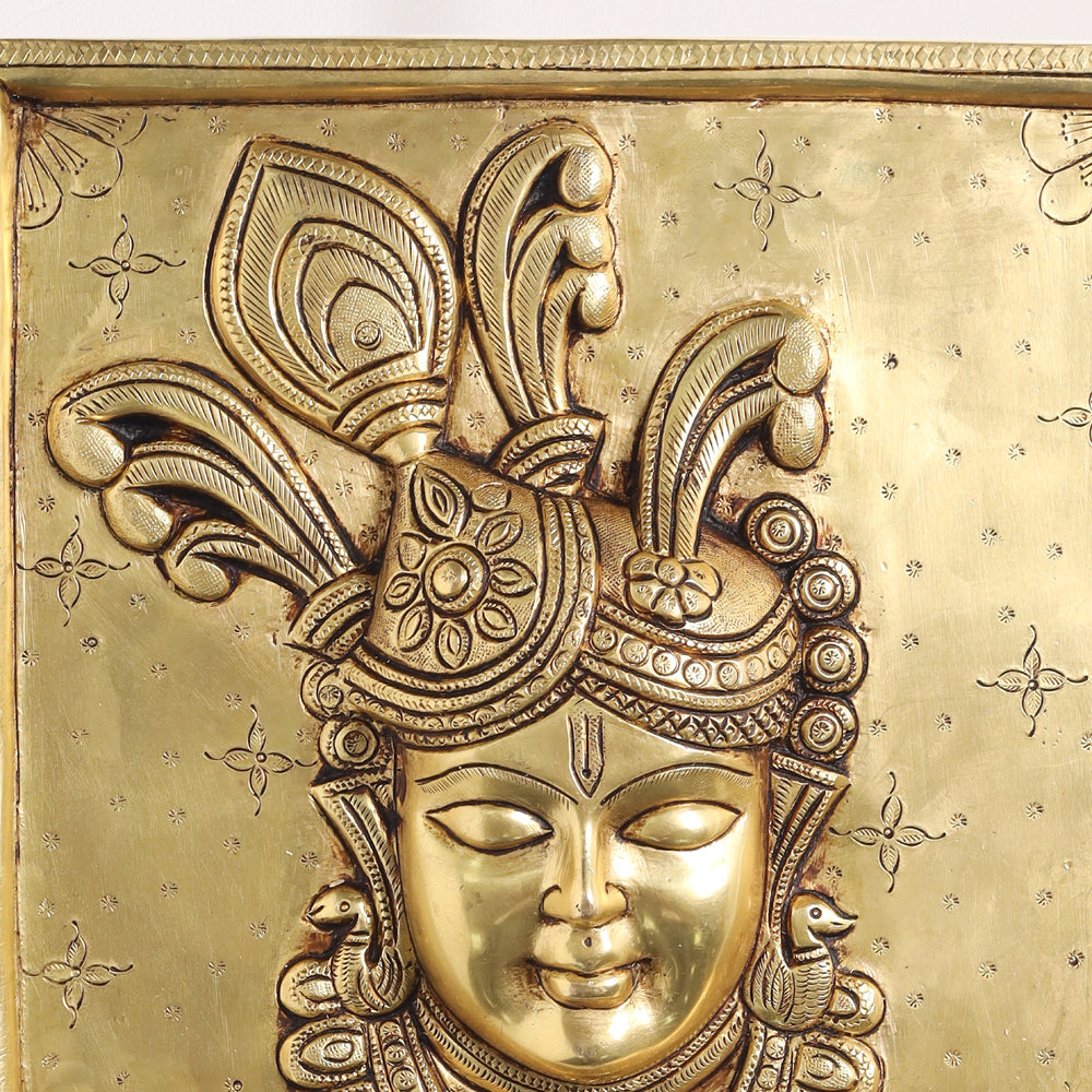 Brass Krishna Wall Hanging Plate (9.5 Inch) Vedansh Craft
