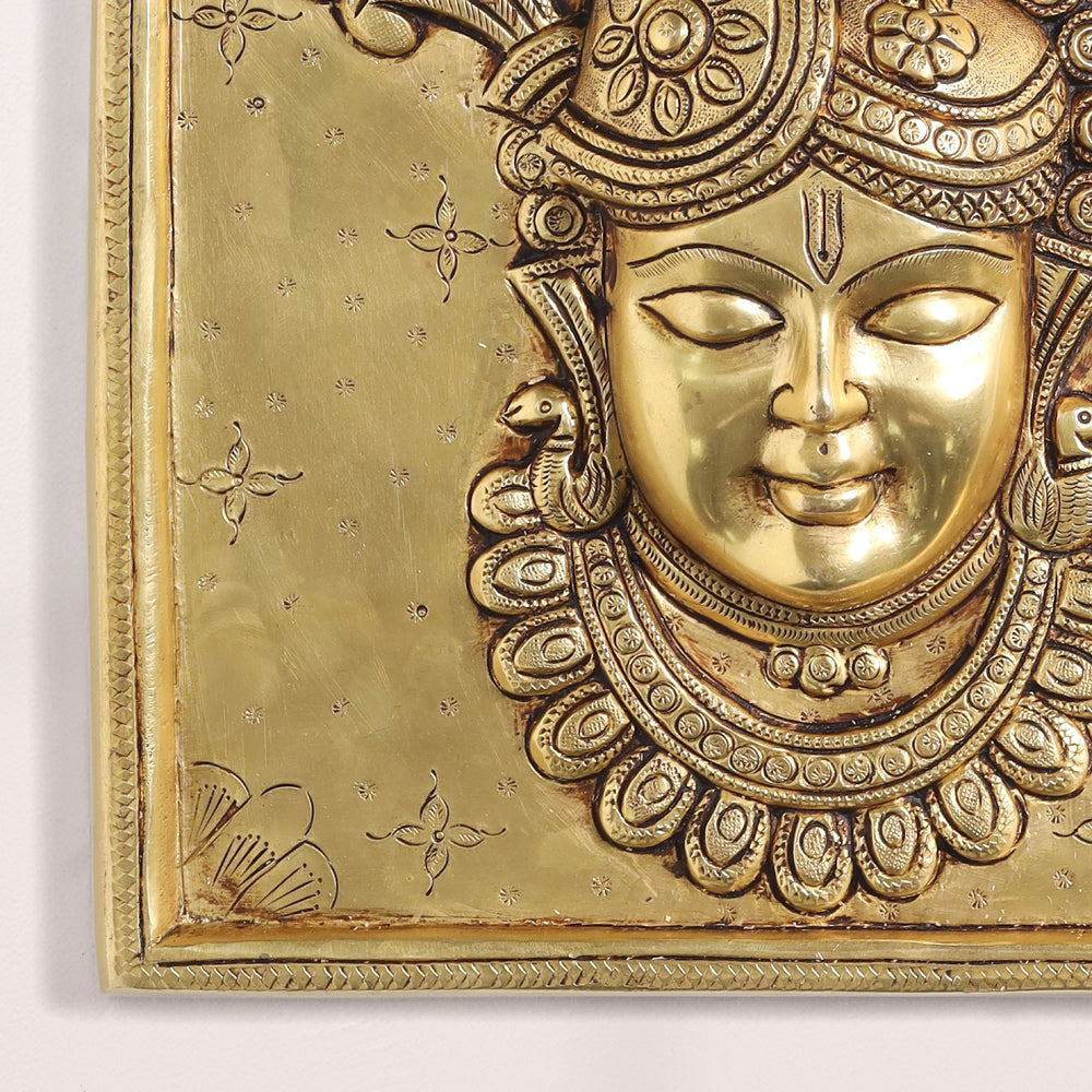 Brass Krishna Wall Hanging Plate (9.5 Inch) Vedansh Craft