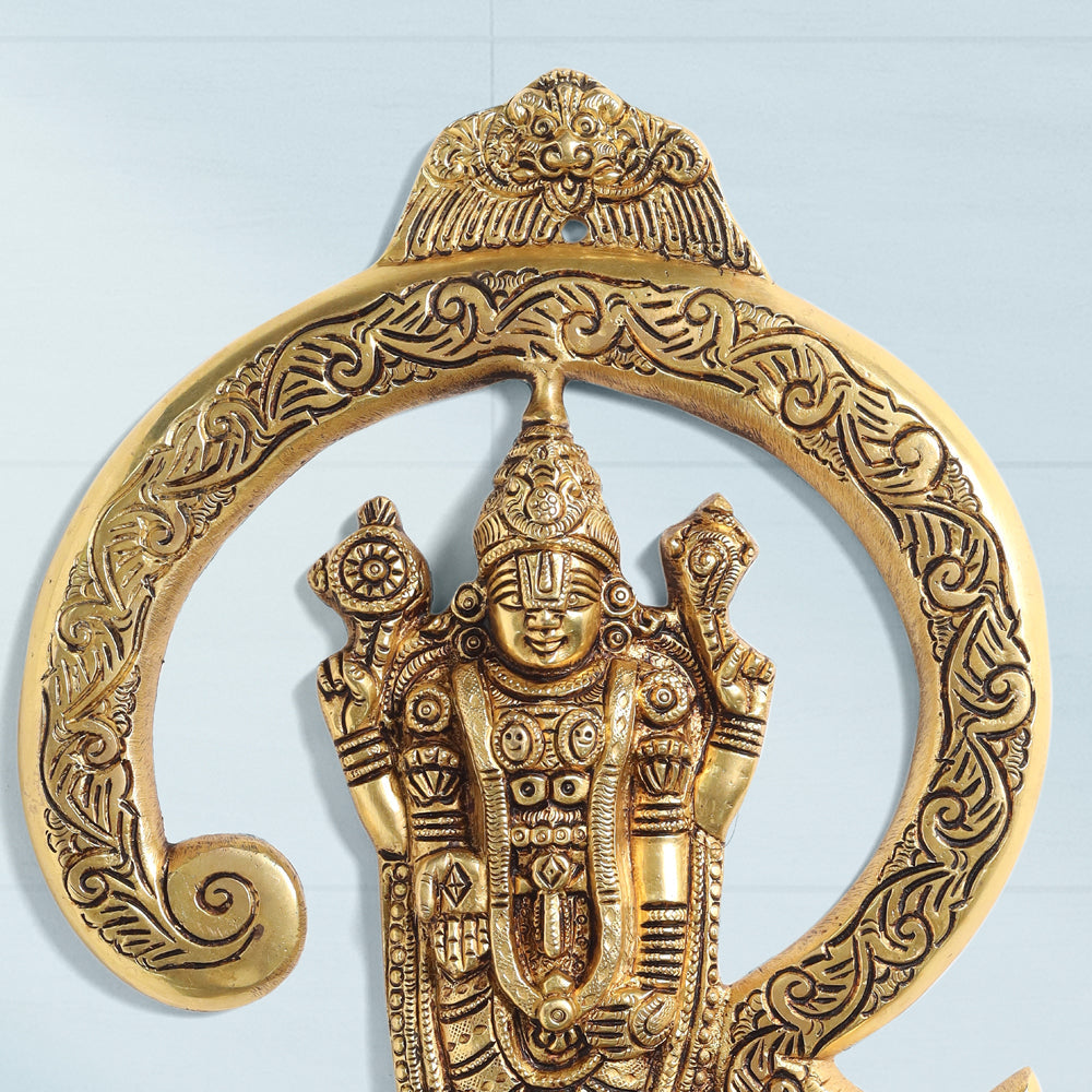 Brass Tirupati Balaji/Venkateshwar Idol Wall Hanging (13 Inch) Vedansh Craft