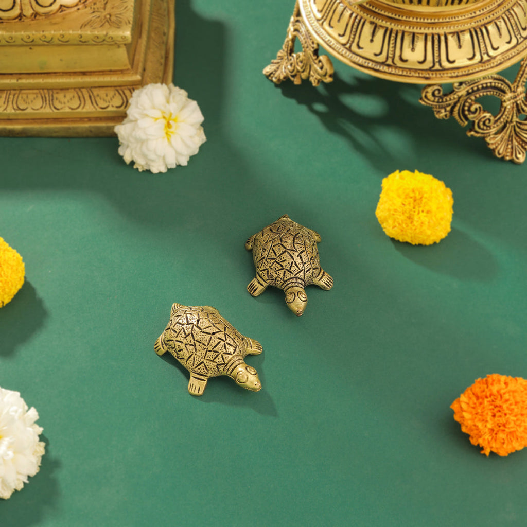 Brass Tortoise Vastu/Feng Shui Pair (0.8 Inch) Vedansh Craft