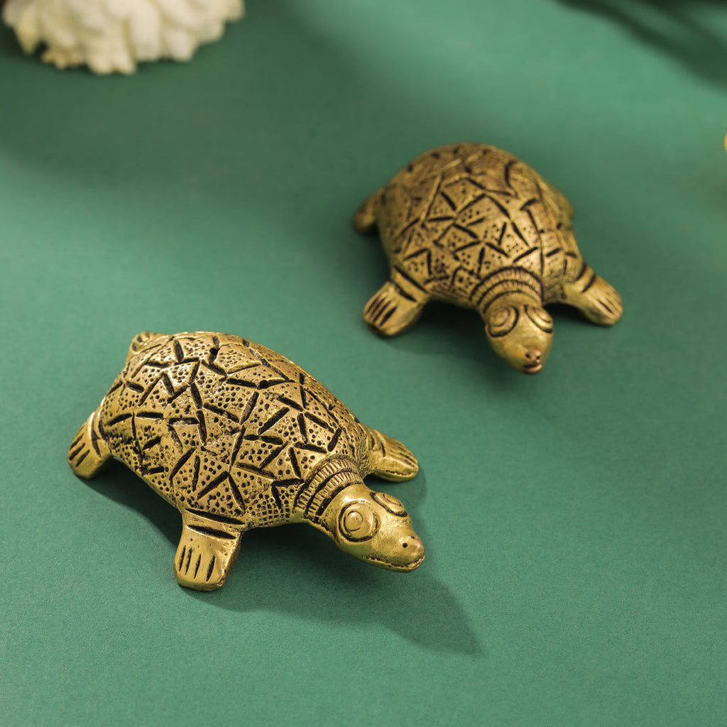 Brass Tortoise Vastu/Feng Shui Pair (0.8 Inch) Vedansh Craft
