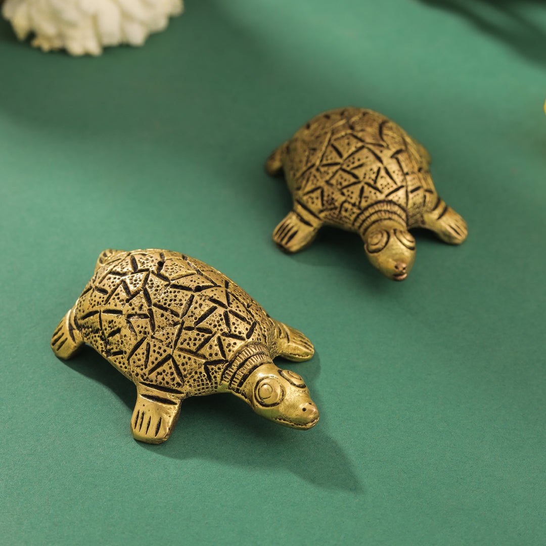 Brass Tortoise Vastu/Feng Shui Pair (0.8 Inch) Vedansh Craft