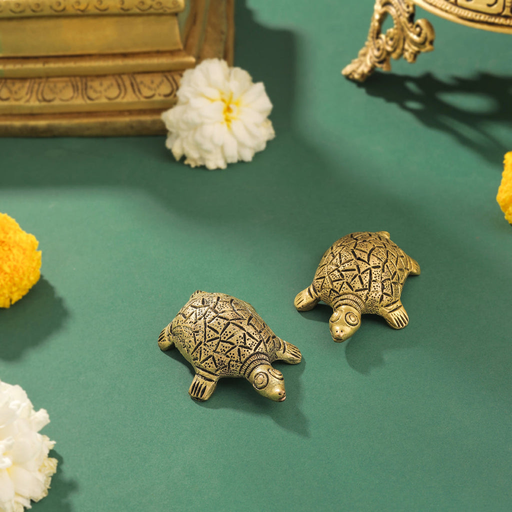Brass Tortoise Vastu/Feng Shui Pair (0.8 Inch) Vedansh Craft