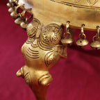 Brass Stool With Hanging Bells (9 Inch) Vedansh Craft