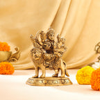 Brass Durga Devi Sitting on Lion Idol (4.5 Inch) Vedansh Craft
