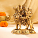 Brass Durga Devi Sitting on Lion Idol (4.5 Inch) Vedansh Craft