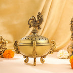 Brass Peacock Dhoop Dani & Incense Holder Vedansh Craft