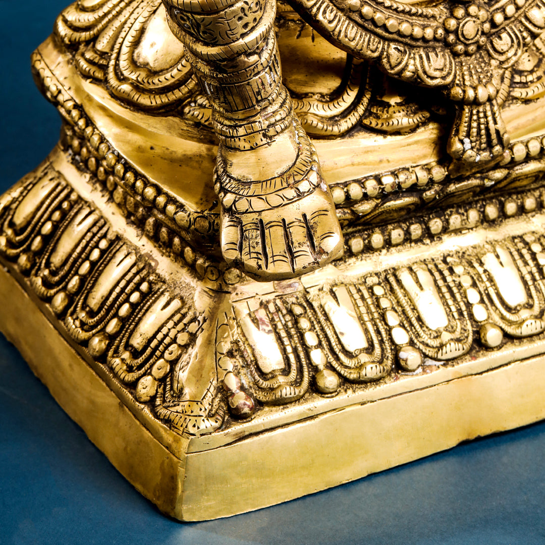 Brass Goddess Sitting Saraswati Idol (30 Inch) Vedansh Craft