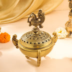 Brass Peacock Dhoop Dani & Incense Holder Vedansh Craft