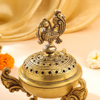 Brass Peacock Dhoop Dani & Incense Holder Vedansh Craft