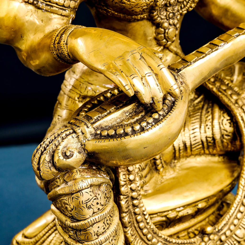 Brass Goddess Sitting Saraswati Idol (30 Inch) Vedansh Craft