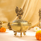 Brass Peacock Dhoop Dani & Incense Holder Vedansh Craft