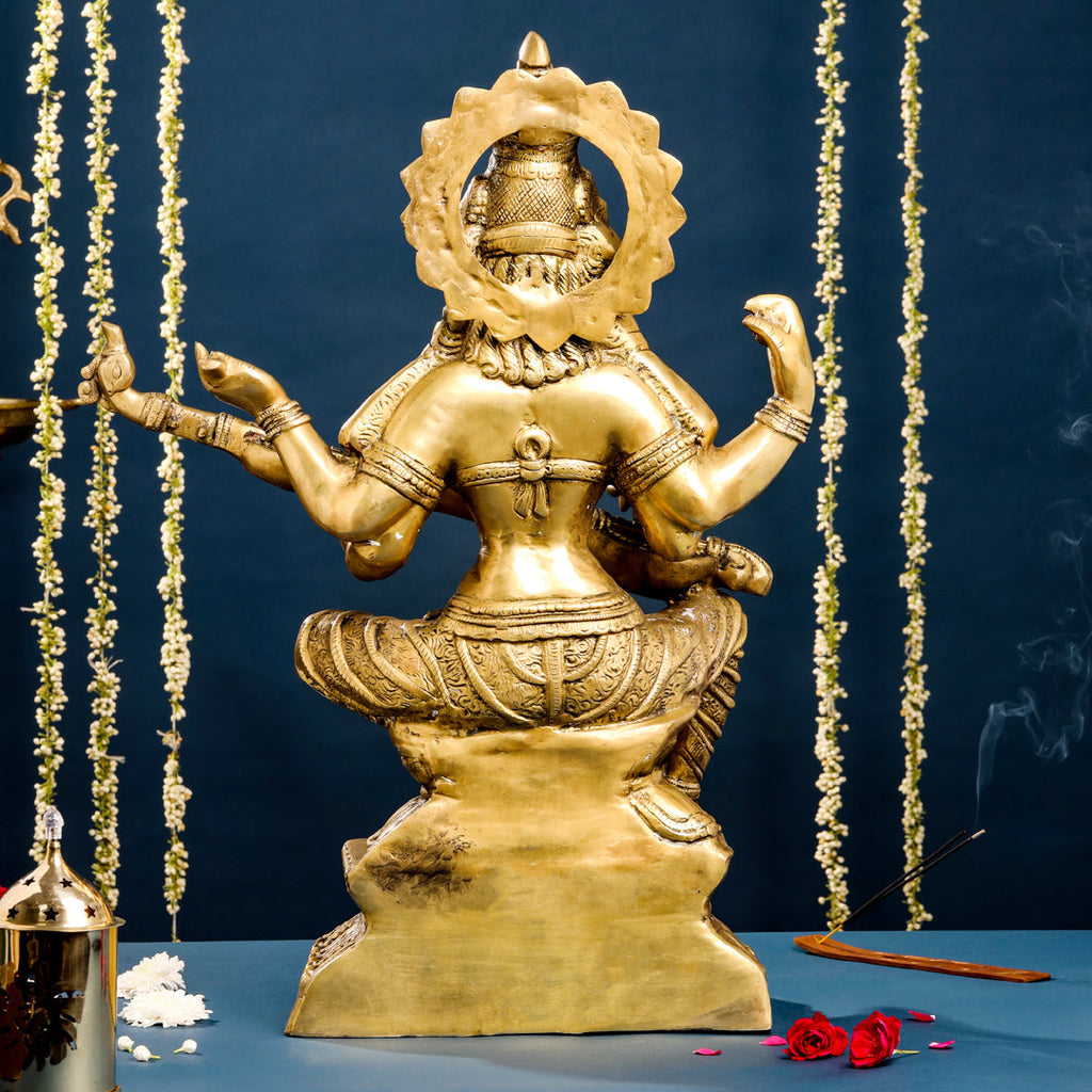 Brass Goddess Sitting Saraswati Idol (30 Inch) Vedansh Craft