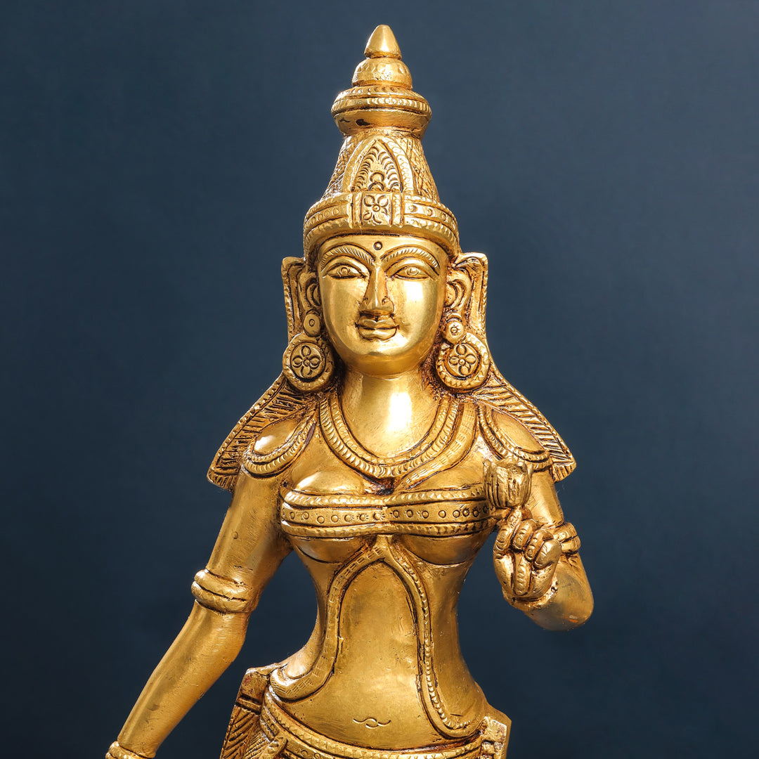 Brass Standing Lord Murugan With Devasena And Valli Statues (23.5 Inch) Vedansh Craft
