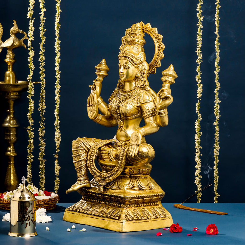 Brass Sitting Goddess Lakshmi Idol (30 Inch) Vedansh Craft