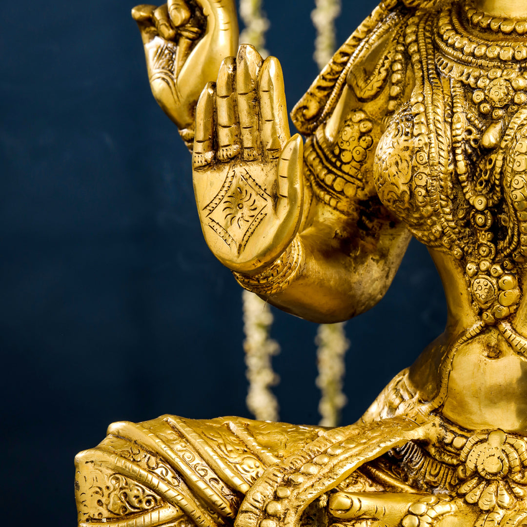 Brass Sitting Goddess Lakshmi Idol (30 Inch) Vedansh Craft