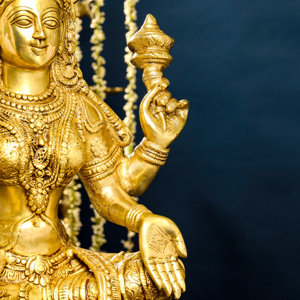 Brass Sitting Goddess Lakshmi Idol (30 Inch) Vedansh Craft