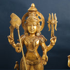 Brass Standing Lord Murugan With Devasena And Valli Statues (23.5 Inch) Vedansh Craft